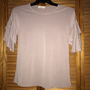 Lavender Field Short‎ Sleeve Ruffle Sleeve Shirt Size Small